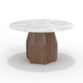 Trpezarijski sto Geppetto Art Design T355 orah okrugli sto 130 cm mermer