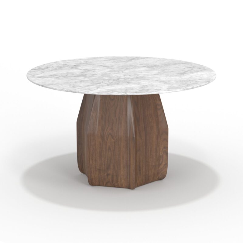 Trpezarijski sto Geppetto Art Design T355 orah okrugli sto 130 cm mermer