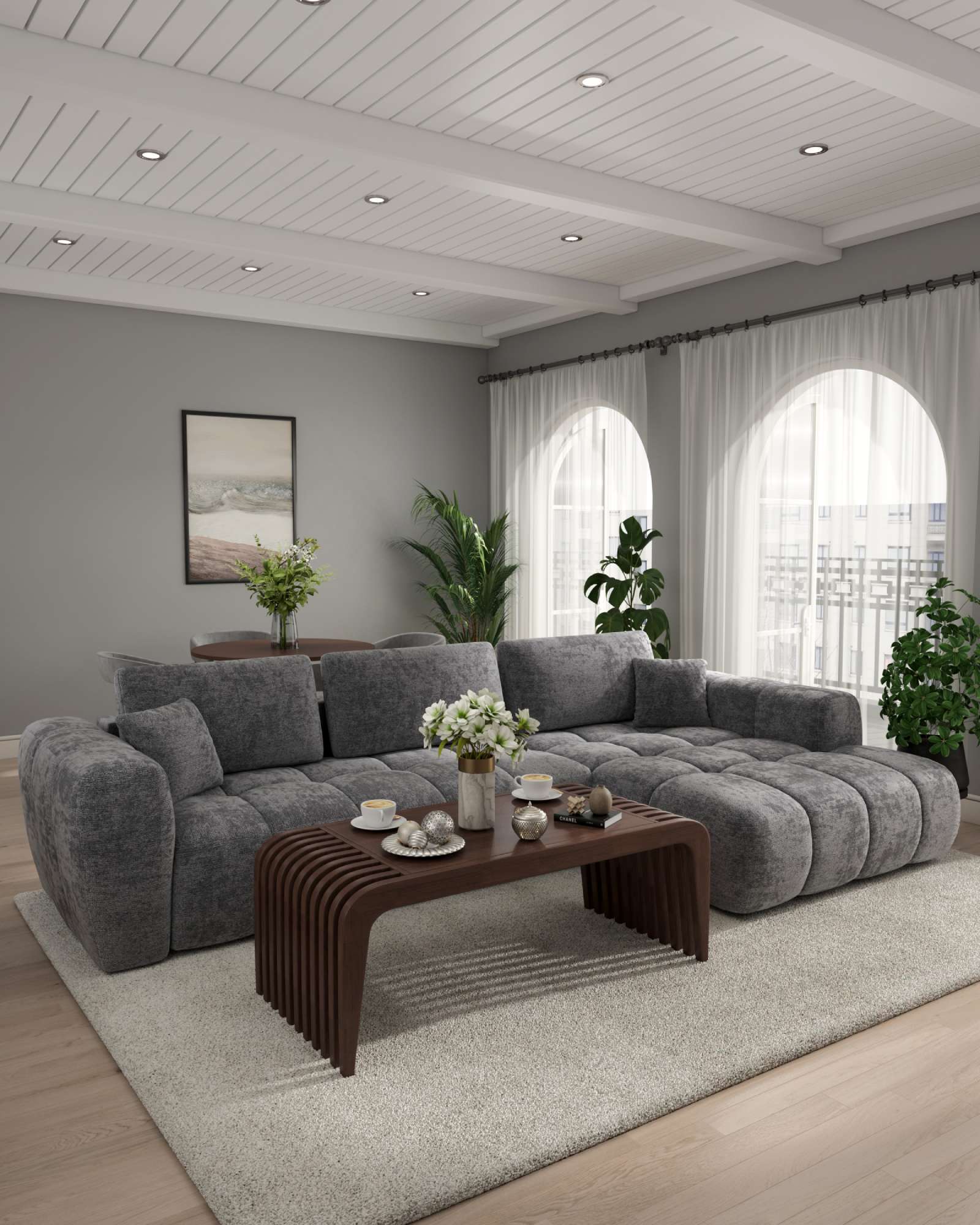 Ugaona Lucca štof Madeira 16 Grey - ugaona